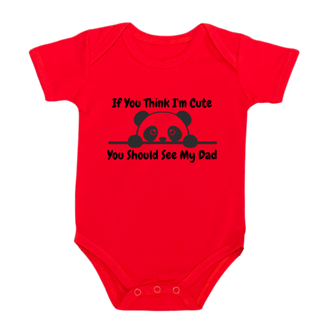 Baby Panda Slogan Bodysuit, 100% Cotton Romper, Funny Father's Day Infant Outfit
